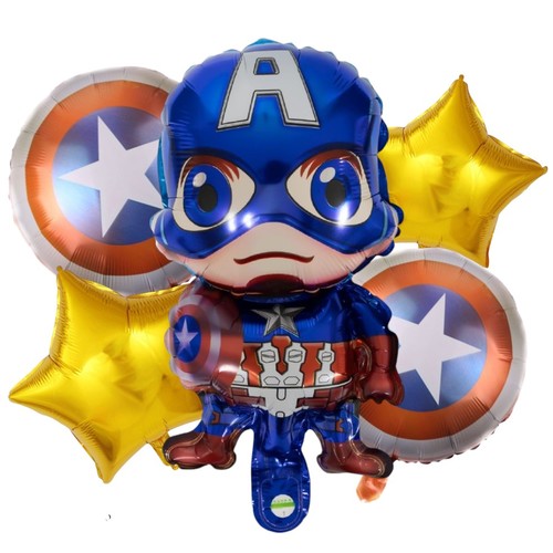 5-PIECE CAPTAIN AMERICA-THEMED FOIL BALLOON SET / TZ-K5036 - Including:2pcs star shape 18 