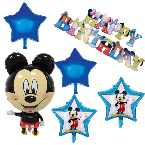 MICKEY MOUSE DECORATION BANNER AND FOIL BALLOON SET TZ-K6010-1 - Including:2pcs star shape 18