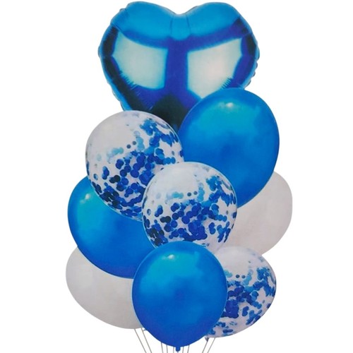 9-PIECE BALLOON SET EM027 - Including:1pc 18inch Heart Balloon 3pcs 12inch confetti balloon&nbsp; 5pcs 12inch latex balloon