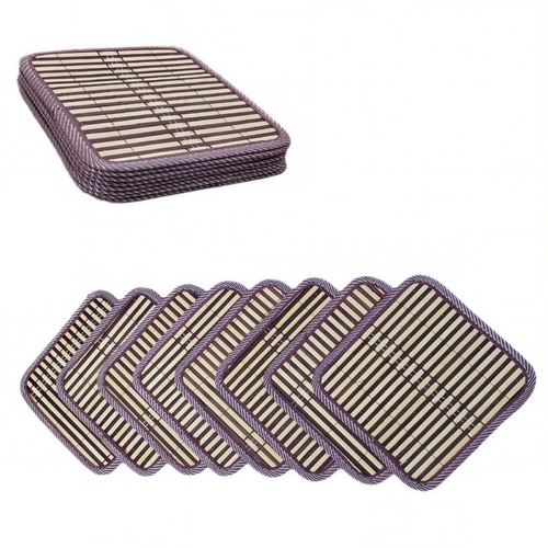 7-PIECE BAMBOO PLACEMAT 18CM BO888 - Material : made from bamboo sticks and fiber, often with color thread edging. Function : used as heat-resistant table mats to protect surfaces from hot dishes, pots, and pans.