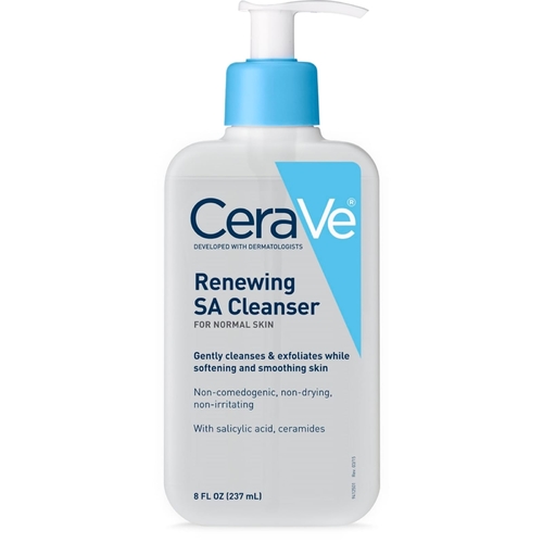 237ML CeraVe Renewing Sa Cleanser - Skin Suitability : best for normal skin and those with rough, bumpy, or acne-prone skin. It is also non-comedonogenic, fragrance-free, and Enriched with antioxidant Vitamin D.