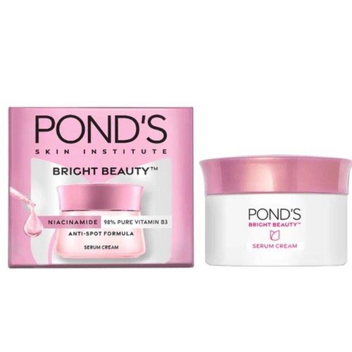 POND'S Bright Beauty Serum Cream 24g - Main Ingredients : formulated with Niacinamide(98% pure vitamin B3), which is known for its ability to fade dark spots, even out skin tone, and reduce dullness.