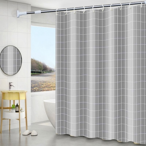 180CM POLYESTER SHOWER CURTAIN BO892 - Water-repellent polyester curtain.Accessories included : 12pcs curtain rings