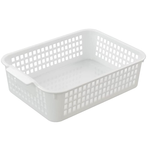 WHITE PLASTIC ORGANIZER BASKET 22X31X9CM BO937 - Multipurpose storage-organizer basket