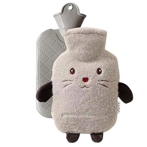 PLUSH-COVERED HOT WATER BOTTLE BO966 - Material : thermoplastic PVC bottle with a plush hand warmer. Capacity : typically holds 500ml