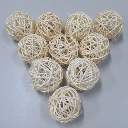 10-PIECE 6CM NATURAL WICKER RATTAN DECORATIVE BALLS BO978