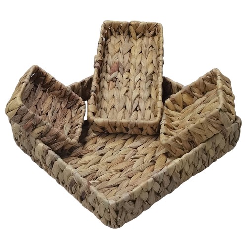 ORGANIZING BASKET SET BO979 - Set includes :2pcs&nbsp; small square 13cm 1pc rectangle 26cm 1pc big square 30cmMaterial : woven and metal