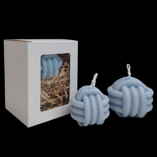 2-PIECE KNOT-SHAPED CANDLES BO990 - 1pc 6cm, 1pc 7cm Color : blue