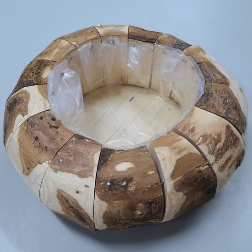 RUSTIC WOODEN LOG PLANTER 20X9CM BO1036