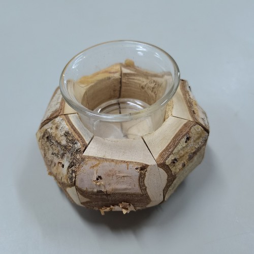 HANDCRAFTED RUSTIC CANDLE HOLDER WITH INNER GLASS CUP 107CM BO1037