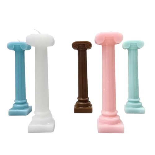 3D ROMAN PILLAR PINK CANDLE 20CM BO1022