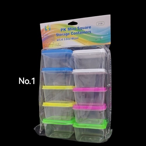 10pcsx85ml MINI SQUARE STORAGE CONTAINERS WITH LID  BO1069 - Capacity : 3.0 oz / 85ml (per piece)
