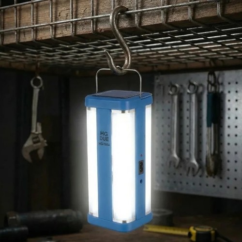 مصباح LED شمسي محمول قابل لإعادة الشحن BO1195 - المواصفات: مصدر الطاقة: لوحة شمسية 6 فولت / تيار متردد 110-240 فولت، 50/60 هرتز البطارية: 4 فولت 2500 مللي أمبير/ساعة مصدر الإضاءة: 76 أنبوب SMD ساطع رقم المنتج: HG-1664
