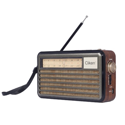 راديو كليكون كلاسيك ريترو FM/BT BO1197 - هيكل خشبي بطارية ليثيوم 18650 سعة 1200 مللي أمبير منفذ USB/بطاقة TF عمر بطارية يصل إلى 4 ساعات متواصلة