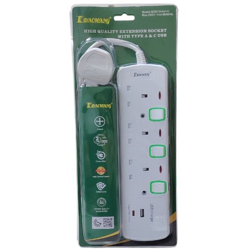 مقبس تمديد 3M مزود بمنفذ USB من النوع A وC BO1200 - المواصفات الفنية: الجهد المقنن: ٢٥٠ فولت تيار متردد التيار المقنن: ١٣ أمبير كحد أقصى مؤشر الطاقة: نيون حمل المفتاح: ١٣ أمبير، ٣٢٥٠ واط كحد أقصى معيار الاختبار: BS ١٣٦٣ القابس: قابس مطابق لمعايير علامة الجودة البريطانية / قابس مزود بفيوز