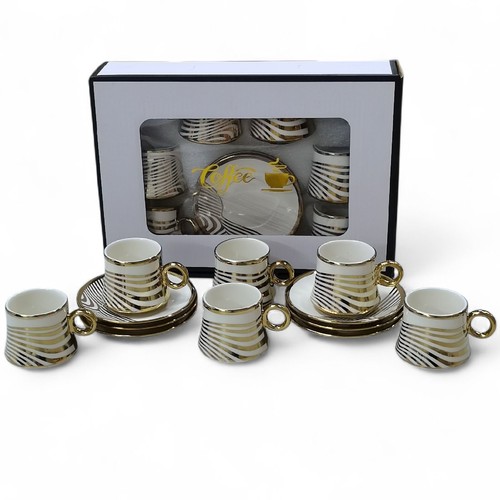 12 قطعة مجموعة  (6 أكواب و6 صحون) B1221 - 6 أكواب 5.3x5.5 سم، 6 صحون 11 سم