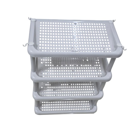 4 Layer Plastic Shoe Shelf in Beige Height 80cm Length 53cm Width 29 /BH13103