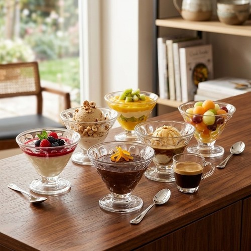 6 كاسات آيس كريم زجاجية ذات قاعدة.BH245