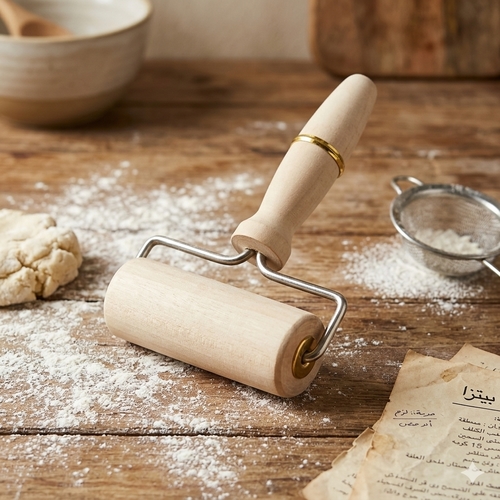 Small wooden rolling pin with control handle / BO1598