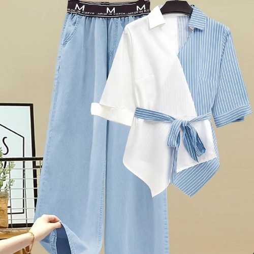 Summer Suit Sleeve Sleeve Shirt Strike Strike & Wide Jeans S529