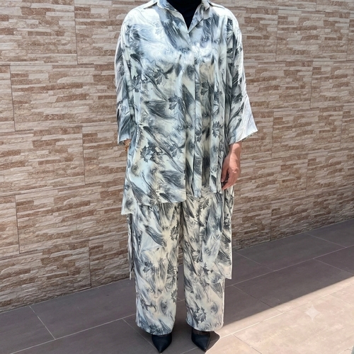 2-piece women's set: BO1710 wide shirt and trousers