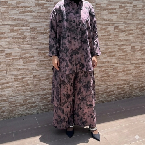 Women's Set Two Pieces Long Shirt and Wide Pants BO1711