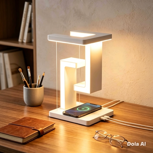 مصباح المكتب الذكي التوازن العائم – إضاءة LED وشاحن لاسلكي متكامل / ON1801