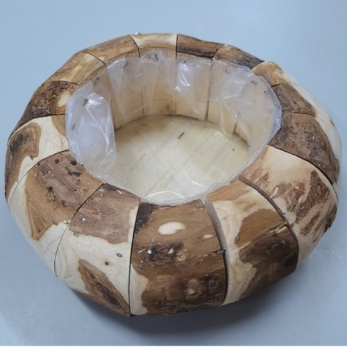 RUSTIC WOODEN LOG PLANTER 20X9CM BO1036