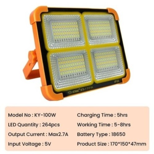 كشاف إضاءة LED قابل لإعادة الشحن من KEYANG مع شحن بالطاقة الشمسية وUSB BO1294