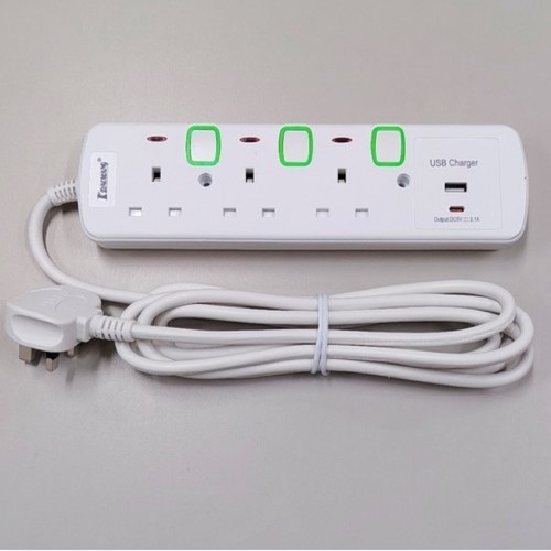 مقبس تمديد 3M مزود بمنفذ USB من النوع A وC BO1200