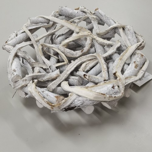 WHITENED NATURAL WOOD DECORATIVE BOWL 23x8CM BO1039