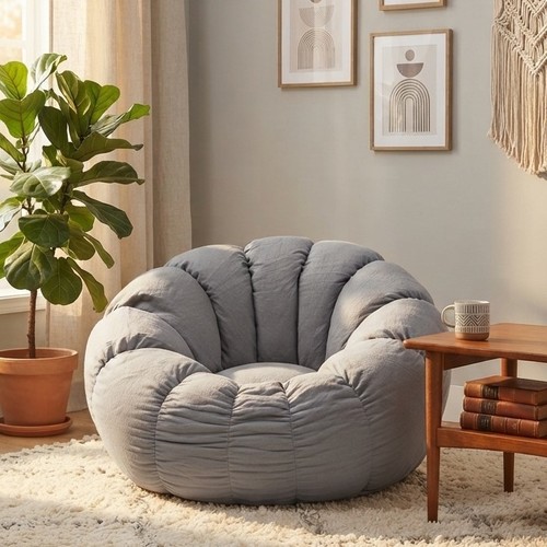 أريكة من كيس الفاصوليا اليقطين 80x80x50سم - رمادي F312/U324