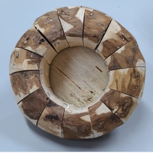 HANDCRAFTED WOODEN PUMPKIN CANDLE HOLDER 13X5CM BO1035