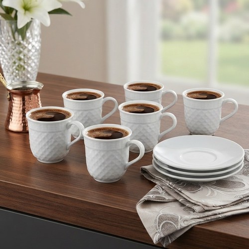 12 NY-CS167Pieces White Purlcelain Coffee Cups