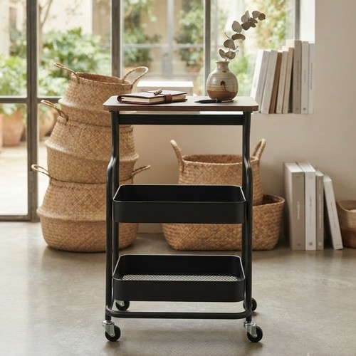 Dark Wood deck NY-SH207 Multi-use Storage Cart