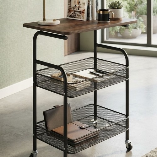 Dark Wood deck NY-SH207 Multi-use Storage Cart