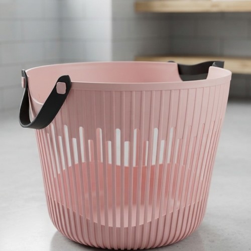 NY-SH223 Leather Handle Pink Laundry Basket