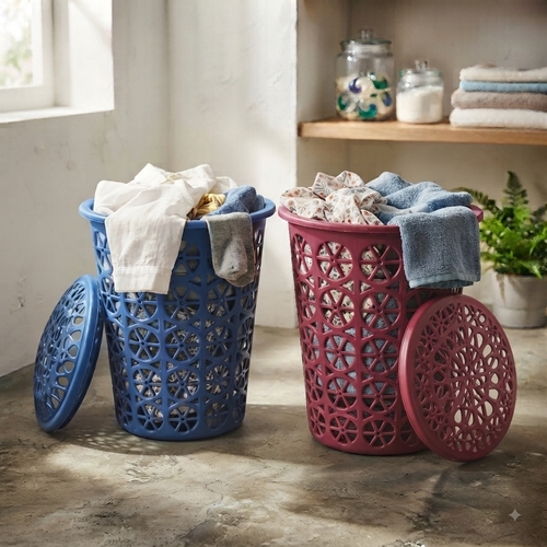 Round laundry basket with lid NY-BR393