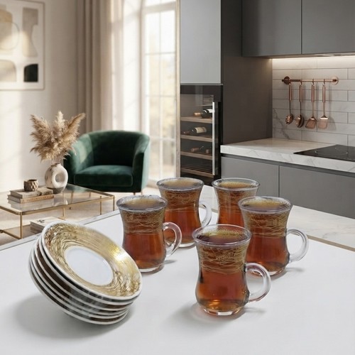 12 Piece Tea Cup Set with Gold Patterns NY-MR486