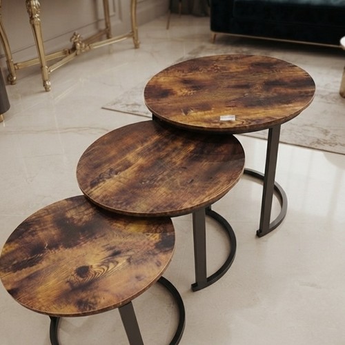 3 Brown Overlapping Coffee Tables NY-SH521 Brown