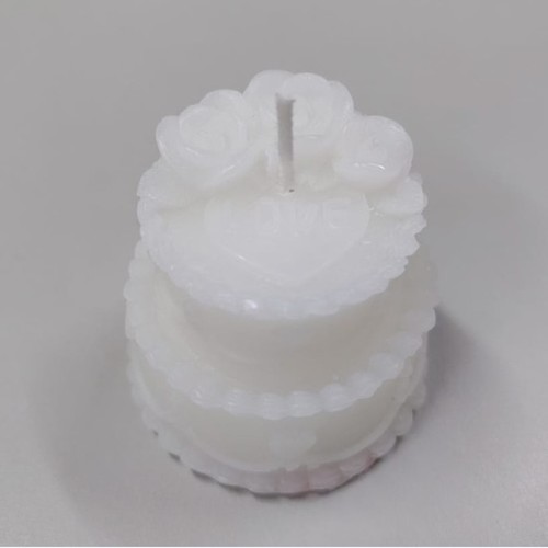 2-PIECE 6CM WHITE TIERED CAKE SCENTED-CANDLE BO987
