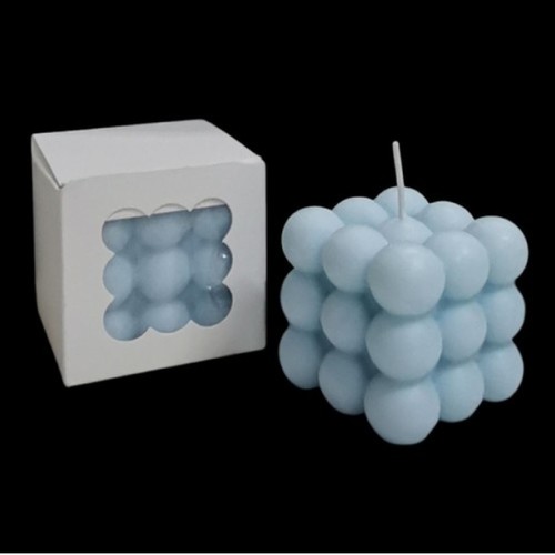 BLUE SCENTED BUBBLE CUBE CANDLE 6CM BO989