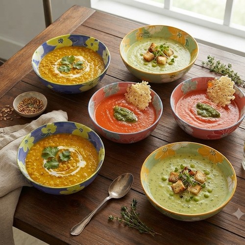 6 قطع طقم صحون شوربة / زبديات طعام عميقة.ny-sh615
