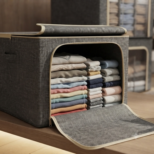 Fabric storage box for clothes with three compartments NY-SH684