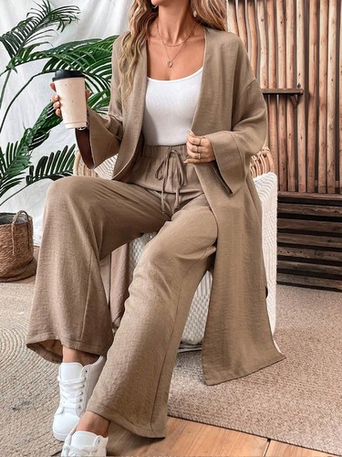 TWO-PIECE WIDE-LEG PANTS AND NEW LOOSE CARDIGANS / S906