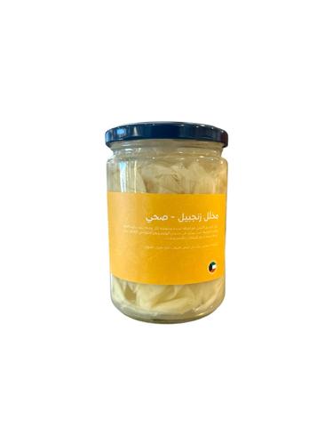 Pickled ginger - healthy - Ingredients: ginger - water - natural white vinegar - organic sea salt. 
 No sugar added