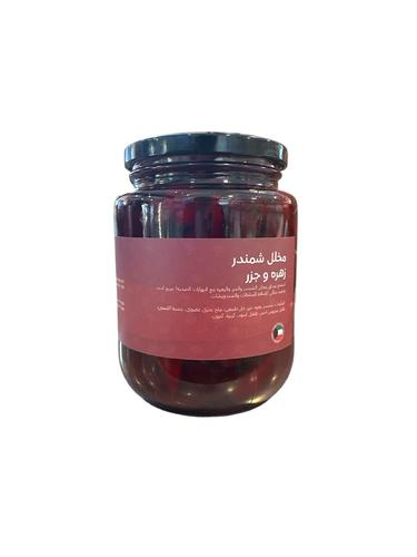 Al Mahharah - Pickled beets Cauliflower and carrots - Kuwait - Ingredients: beets, Cauliflower, carrots, natural vinegar, organic sea salt, lemongrass, crushed red pepper. 
 Free of artificial colors No added sugar