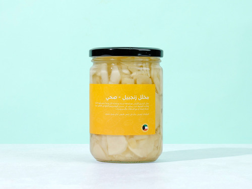 Pickled ginger - healthy - Ingredients: ginger - water - natural white vinegar - organic sea salt. 
 No sugar added
