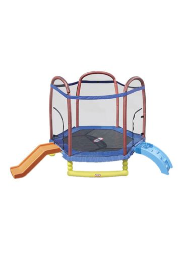 little tikes trampoline 7 ft with slide and climb - Little Tikes 7 'Climb' N Slide Trampoline Little Tikes Climb 'n Slide 7ft Trampoline Game combines climbing, sliding and jumping into one great element. Kids can scramble on the climber, jump on the trampoline and then exit by sliding on the slide! 
 Time for some great fun,  This flexible kids trampoline with slide is durable and cushioned. The 7ft Climb 'n Slide Trampoline provides hours of active climbing, sliding, and goalkeeper trampoline fun. It is the perfect first trampoline for toddlers and older children 7 feet (Free installation service)