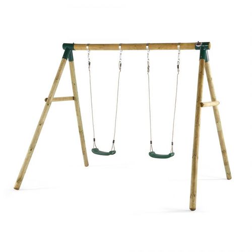 PLUM MARMOSET WOODEN GARDEN SWING SET - Children will receive tools from Plum products. This sturdy swing kit is made from environmentally conscious wood and FSA approved, and processed with stronger pressure. Simplicity with two cubs swing, a soft touch and a heavy-duty seat, plus criss-cross wood beams for stability. Attached Attachment with Attached Accessories, Need to Drill, make the installation and quality of timber. (Free installation service) 
 Size: 2.4 x 2.4 x 2.2 meters